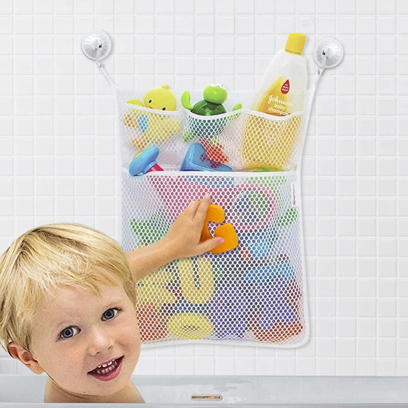 Bath Toy Storage Bag – Mesh Baby Toy Organizer with Suction Cups