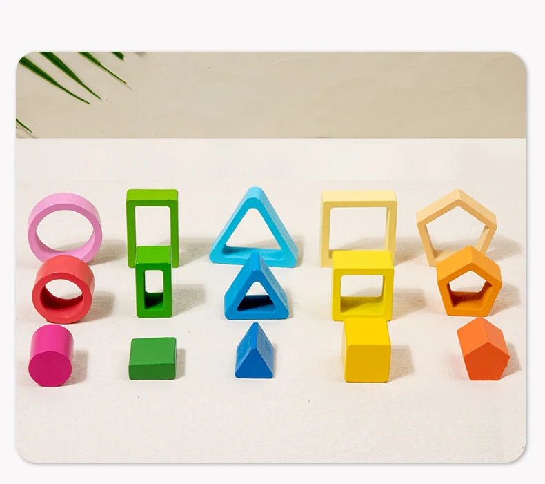 Montessori Sorting Toy – Wooden Shape & Color Stacking Game for Kids