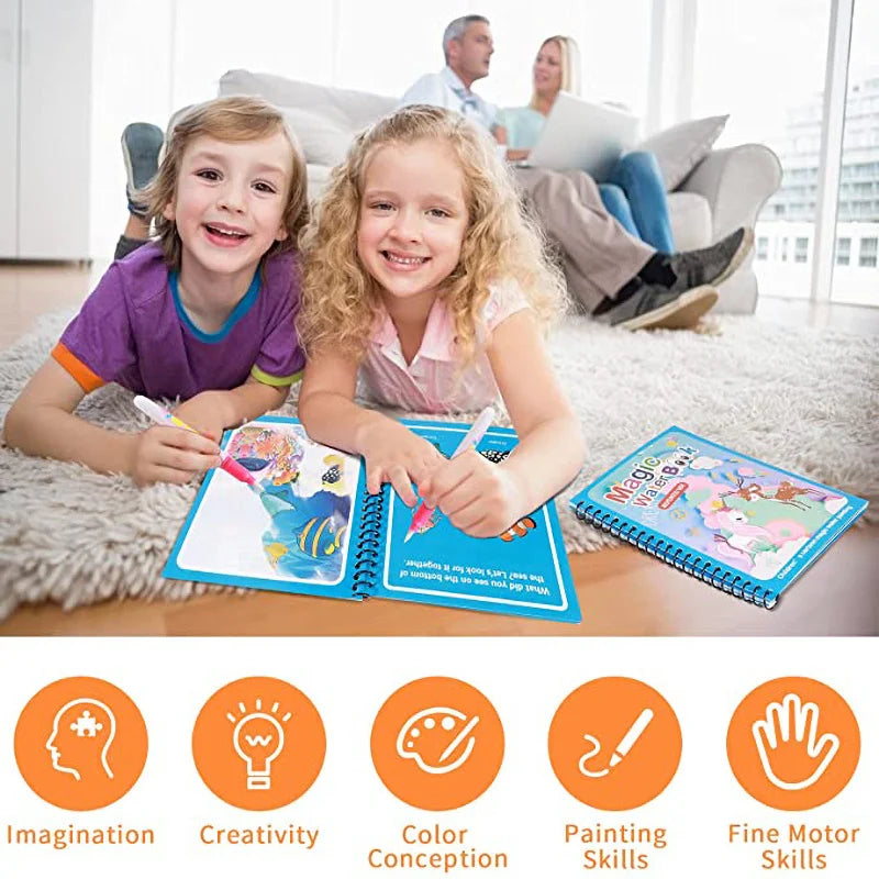 Reusable Water Coloring Book – Magic Drawing Book for Kids