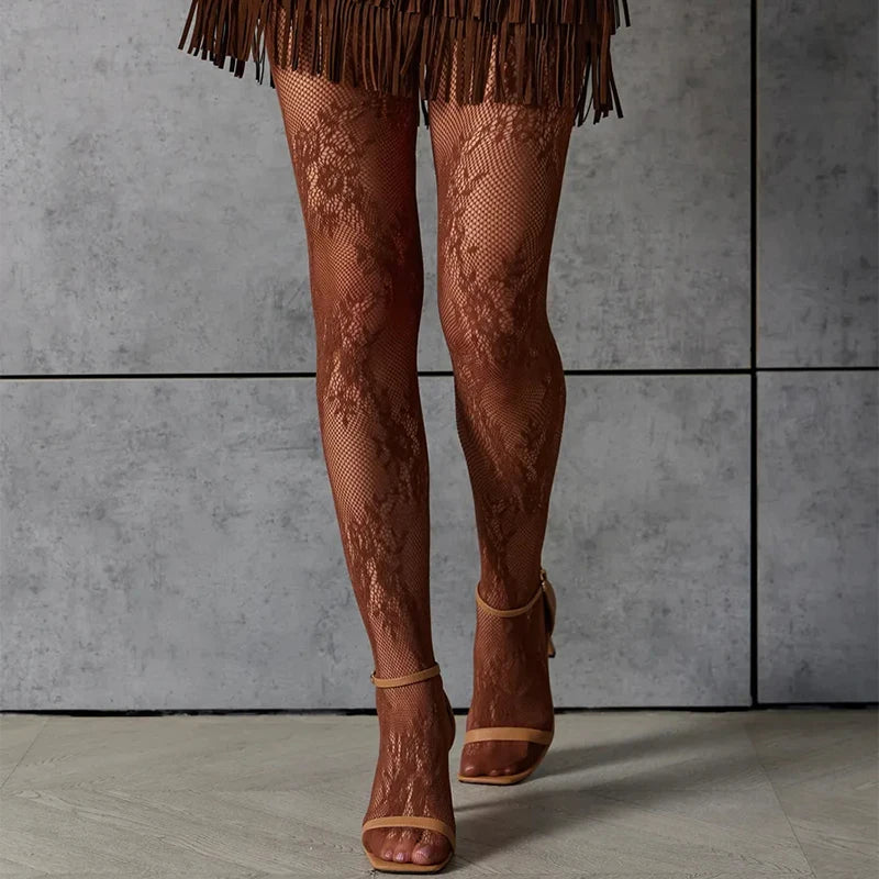 y2k Floral Patterned Tights Women 2025 New Lolita Party Stockings Pantyhose for Halloween Cosplay Party Streetwear