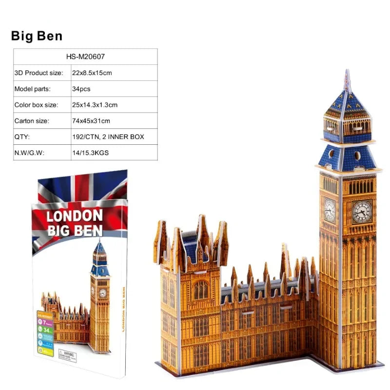 3D Architectural Puzzle Landmark Paper Building Model for Kids