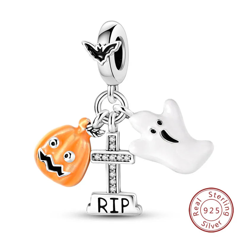 Halloween Charm Pendant Pumpkin Witch Bead Bracelet Jewelry