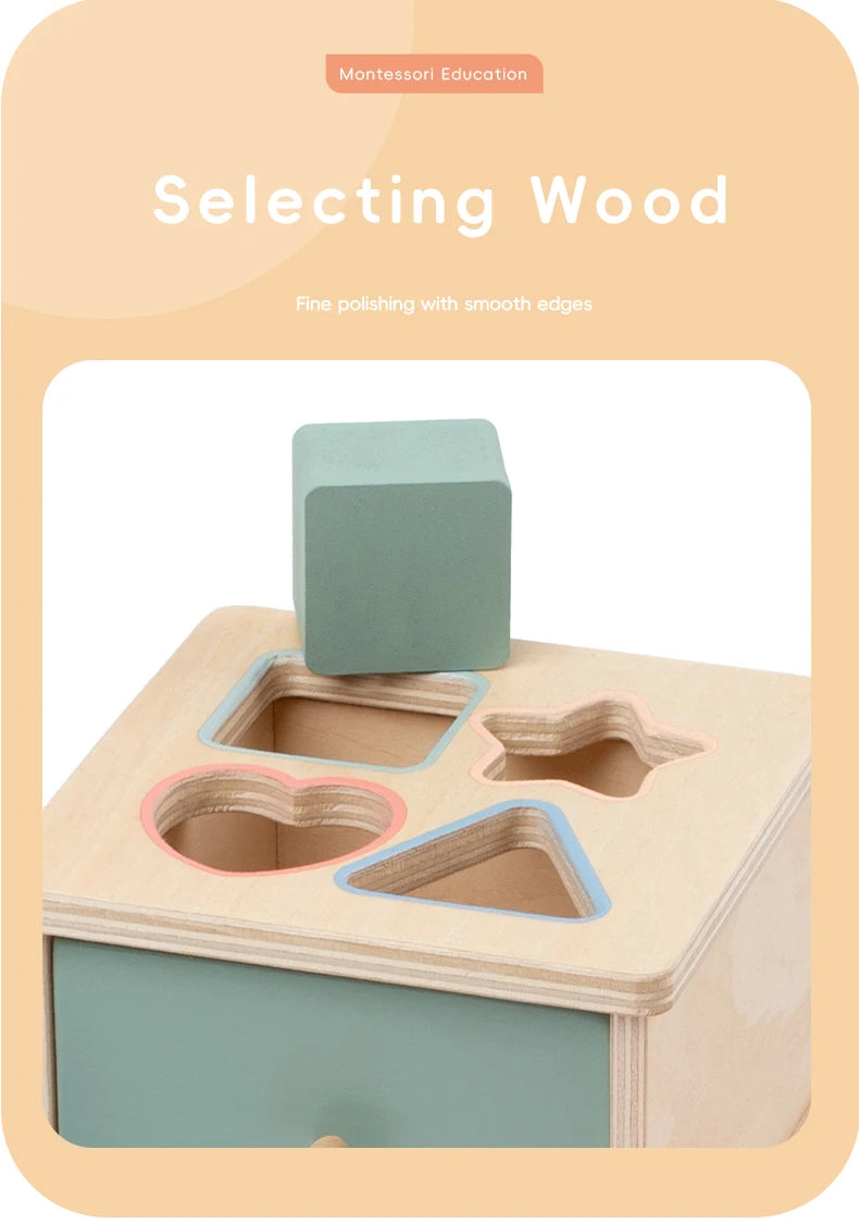 Wooden Shape Sorting Toy – Montessori Color Matching Activity Box