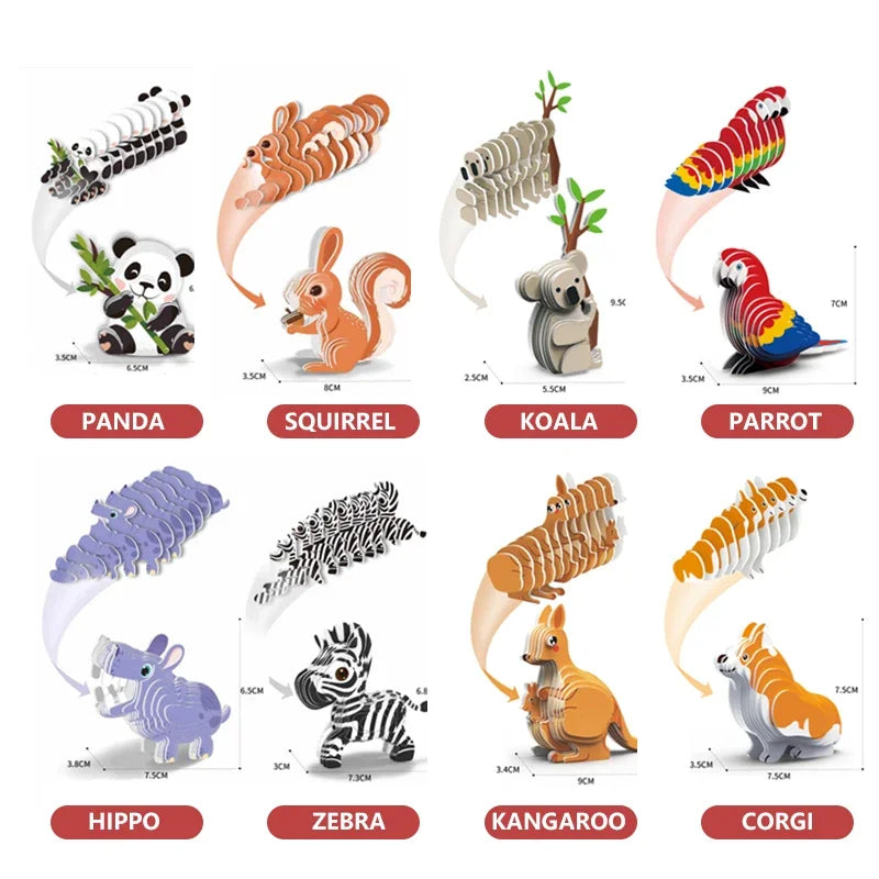 3D Dinosaur Puzzle DIY Paper Animal Model Assembly Toy