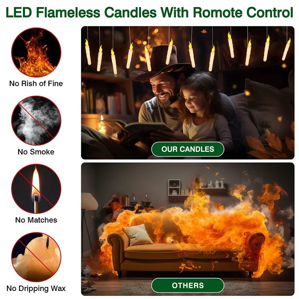 LED Floating Candles with Magic Wand for Halloween Decor