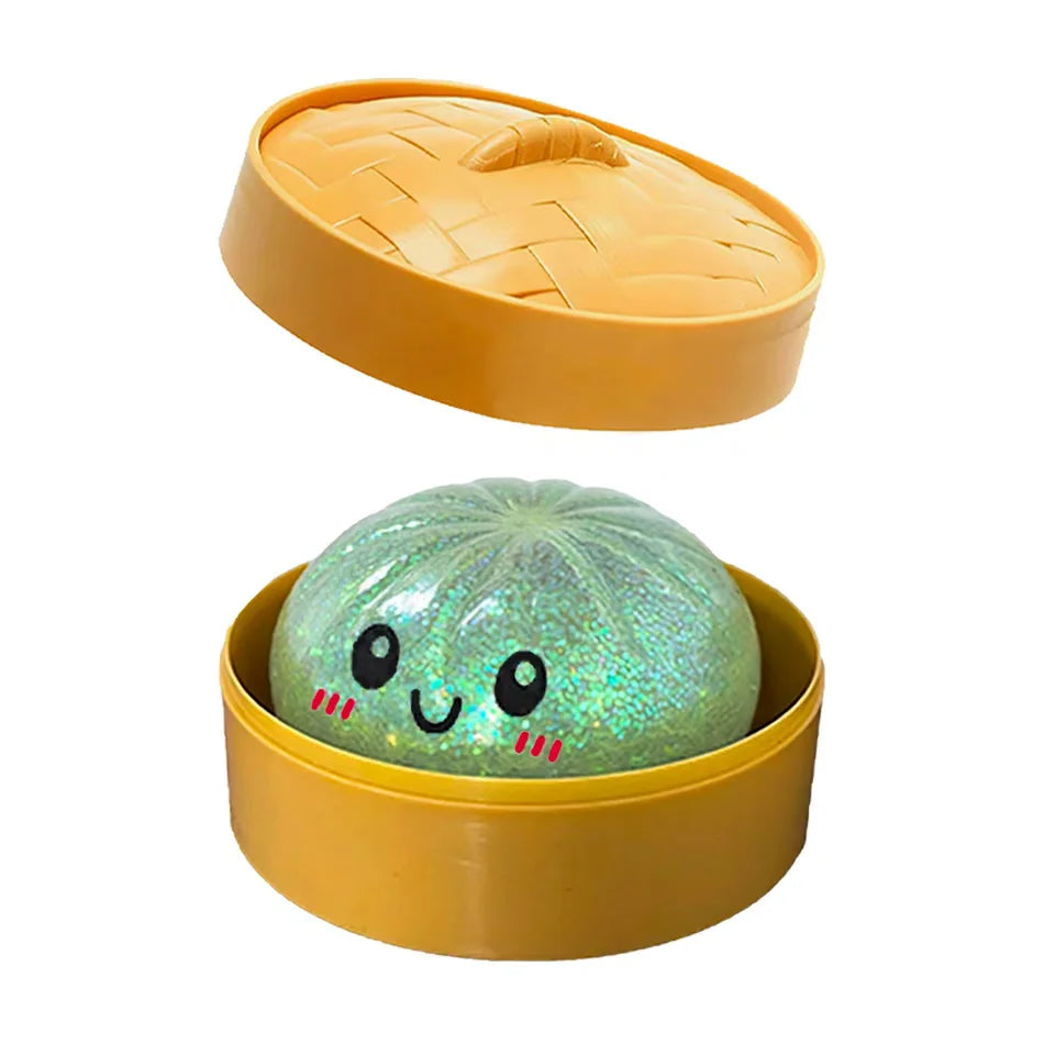 Dumpling Squishy Toy – Glitter Sensory Squeeze Stress Relief