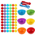 Counting and Sorting Toy with Rainbow Pom Poms & Tweezers