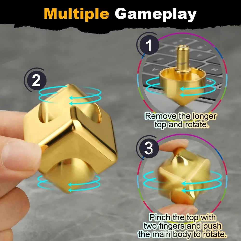 Cube Fidget Spinner – Metal Gyroscope Fingertip Toy for Adults