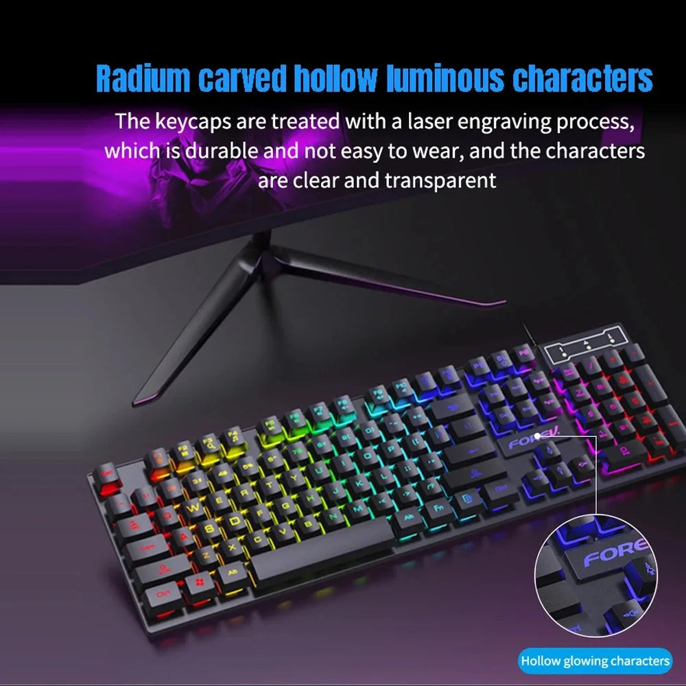 Wired Gaming Keyboard – 104 Key RGB Mechanical Feel Keyboard