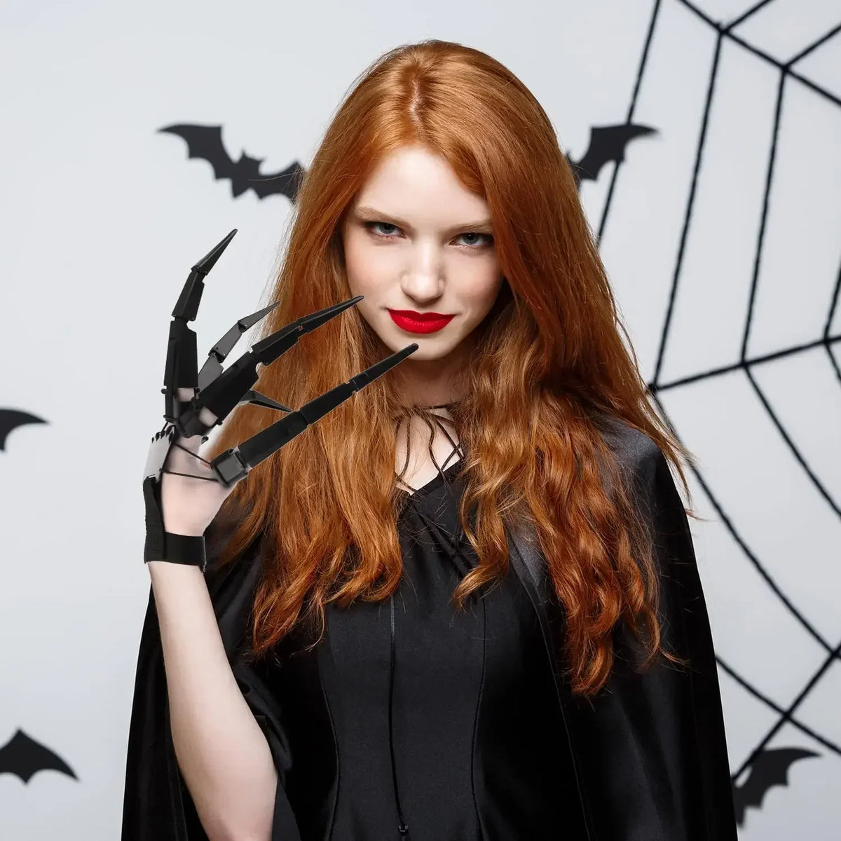 Halloween Skeleton Hand Prop, Articulated Finger Glove for Cosplay