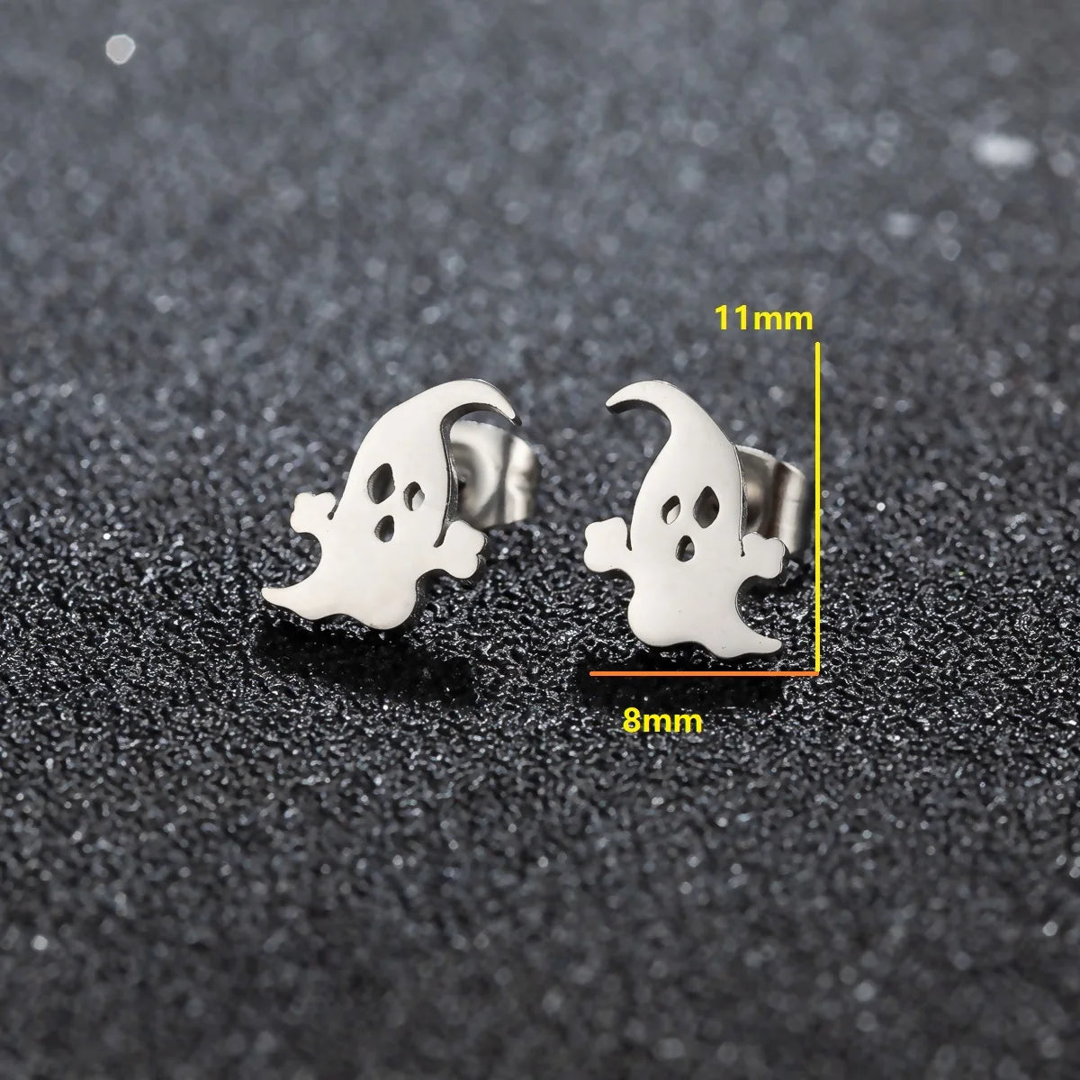 Halloween Bat Spider Earrings – Black Stainless Steel Punk Jewelry