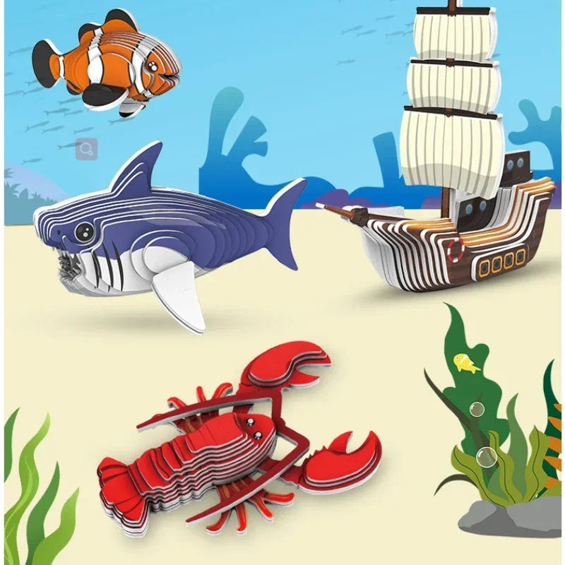 3D Dinosaur Puzzle Paper Animal Model Educational Toy