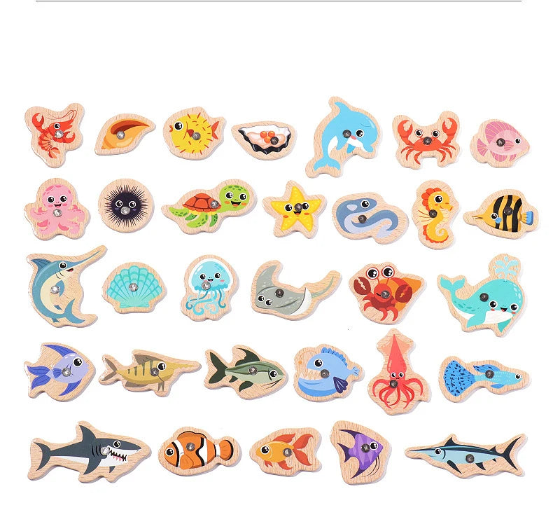 Wooden Magnetic Fishing Toy – Marine Life Learning Game
