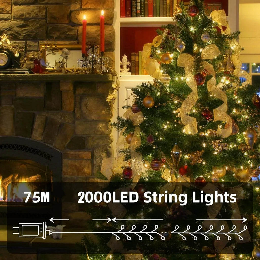 LED Firecracker String Lights – 30M–75M Remote Control Decor