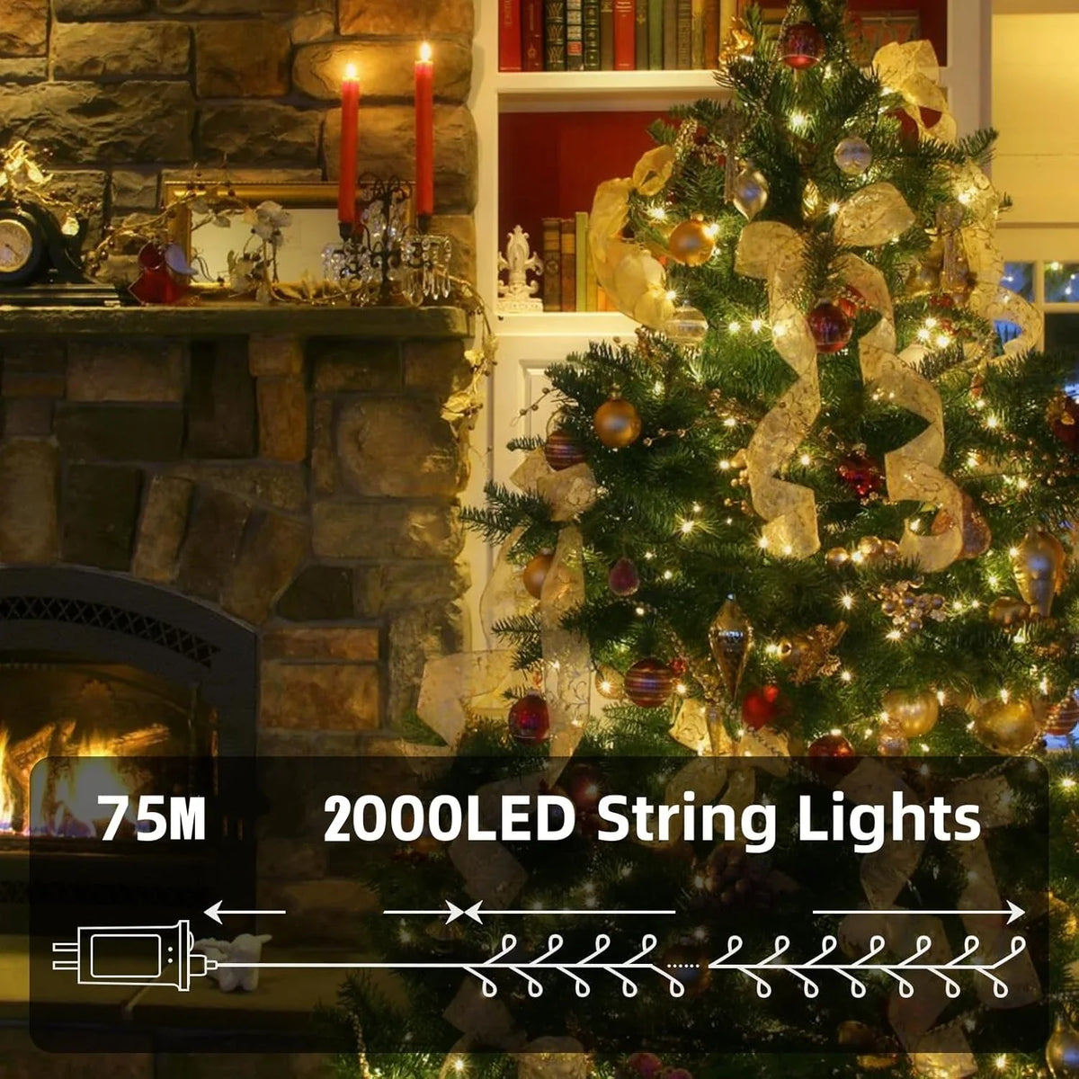 LED Firecracker String Lights – 30M–75M Remote Control Decor