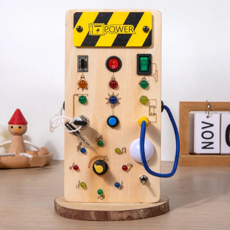 Wooden Busy Board for Kids – Montessori Sensory Learning Toy
