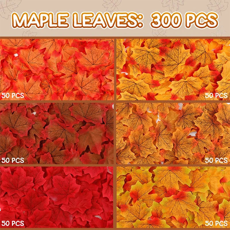 Artificial Maple Leaves – Silk Fake Fall Leaves for Decor