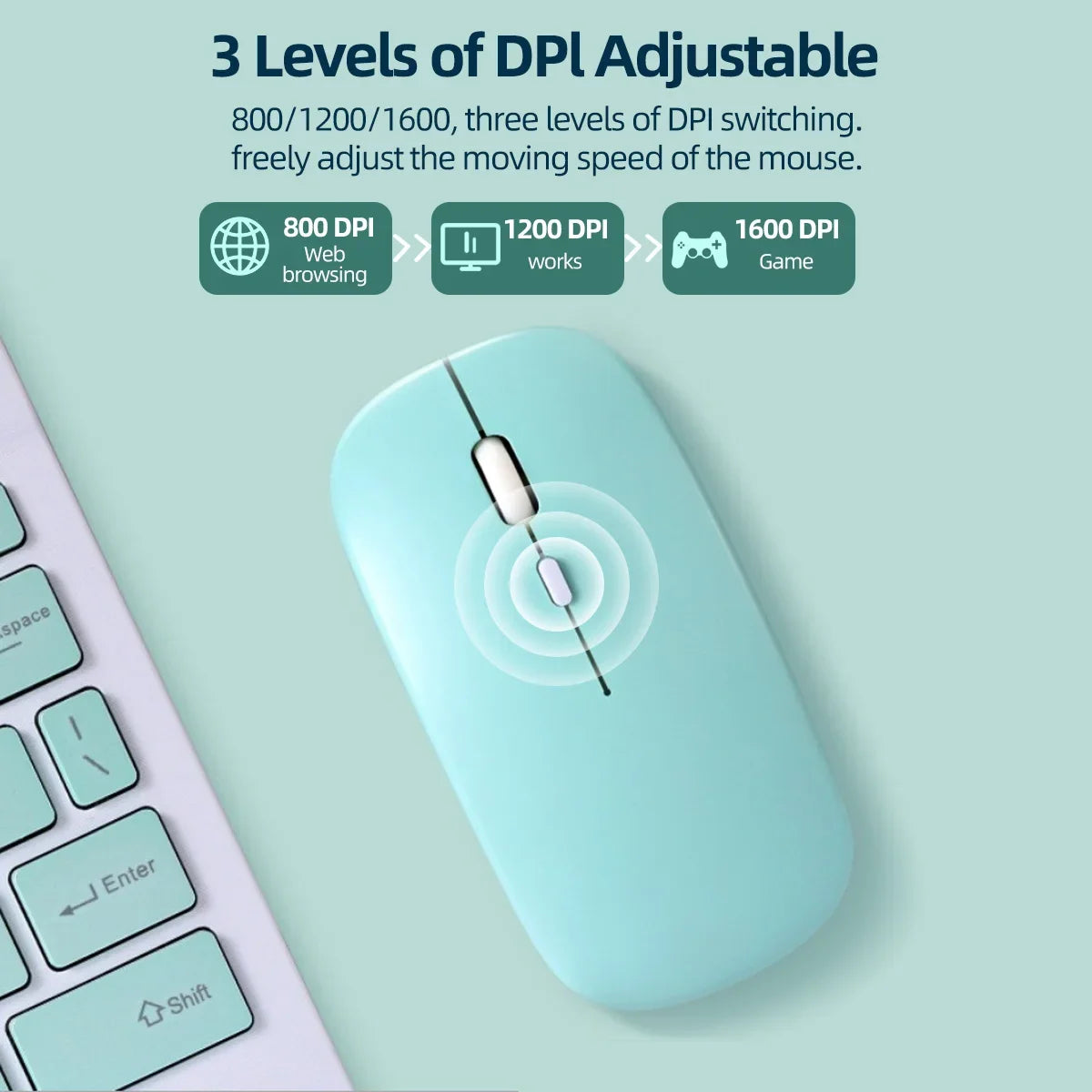Bluetooth Wireless Mouse – Silent Portable Mouse for Laptop & Tablet