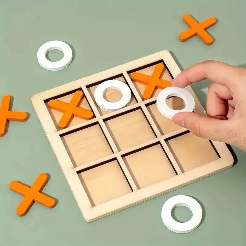 Wooden Tic Tac Toe Game – Kids XO Strategy Board