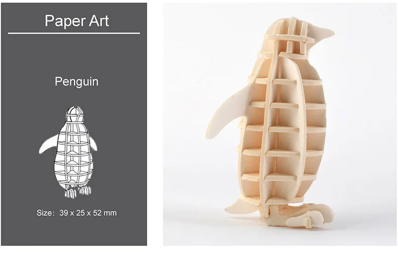 3D Wooden Animal Puzzle – DIY Assembly Model Kit