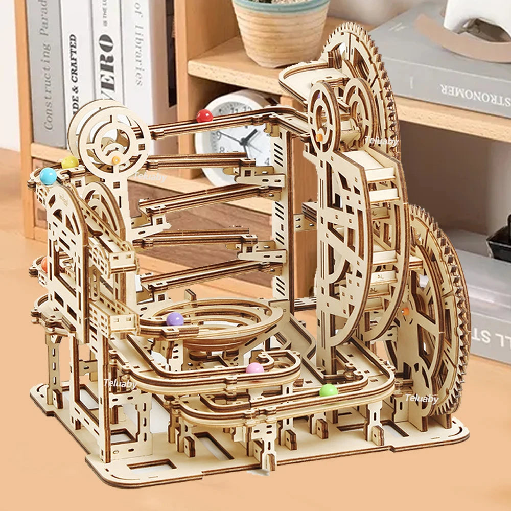 3D Wooden Puzzle Marble Run – Mechanical Model Building Kit