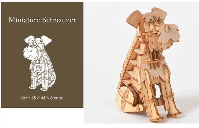 3D Wooden Animal Puzzle – DIY Assembly Model Kit