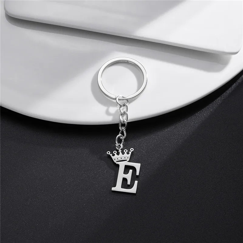 Initial Letter Keychain – Stainless Steel Alphabet Key Ring