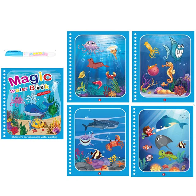 Reusable Water Coloring Book for Kids with Water Pen