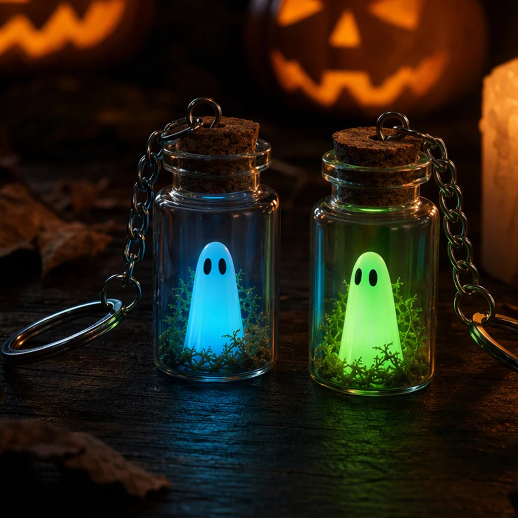 Glow Ghost Keychain – Luminous Halloween Ghost Keyring