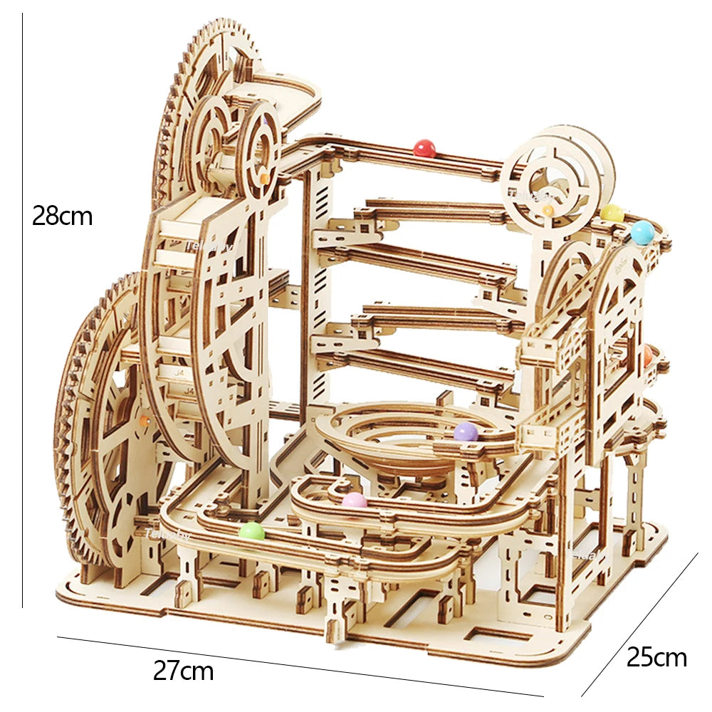 3D Wooden Puzzle Marble Run – Mechanical Model Building Kit