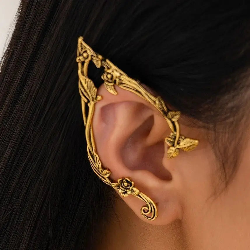 Elf Ear Clip Earrings – Gold Leaf Fairy Jewelry Accessory
