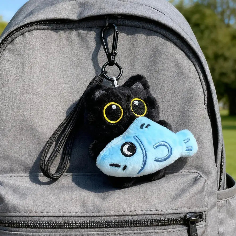 Black Cat Plush Keychain – Cute Kawaii Bag Pendant for Everyday Style