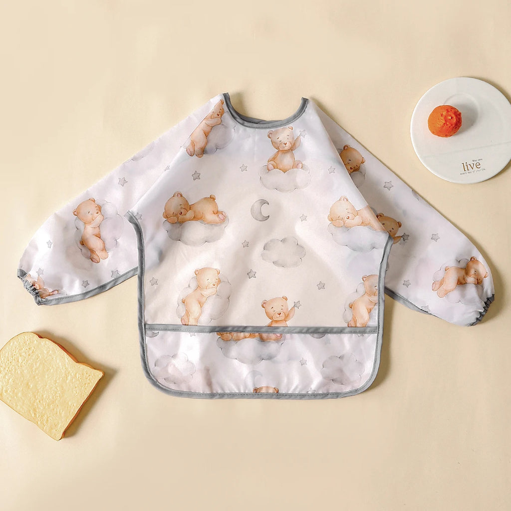 Long Sleeve Baby Bib – Waterproof Washable Feeding Bib for Toddlers