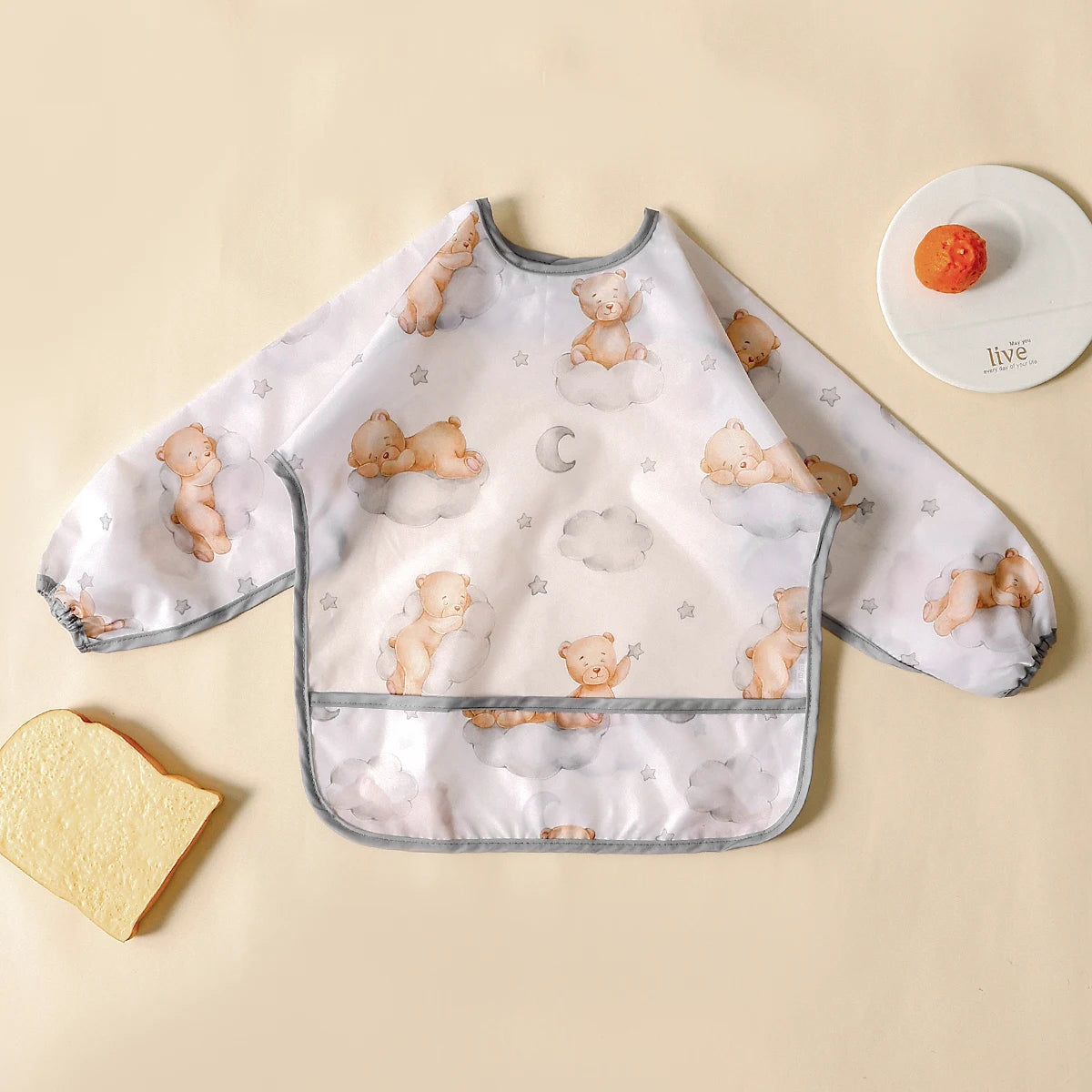 Long Sleeve Baby Bib – Waterproof Washable Feeding Bib for Toddlers