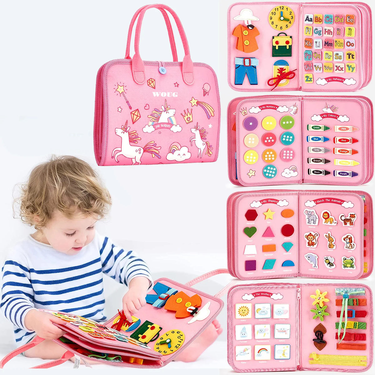 Montessori Busy Board 7-in-1 Toddler Sensory Activity Toy