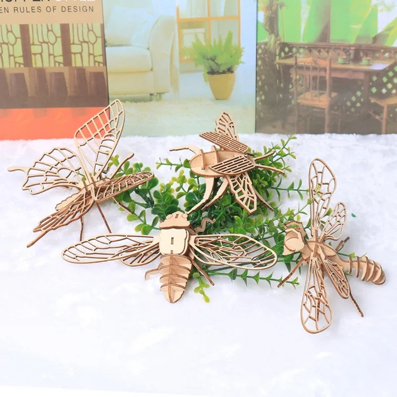 Wooden Insect Puzzle 3D Animal Assembly Educational Toy