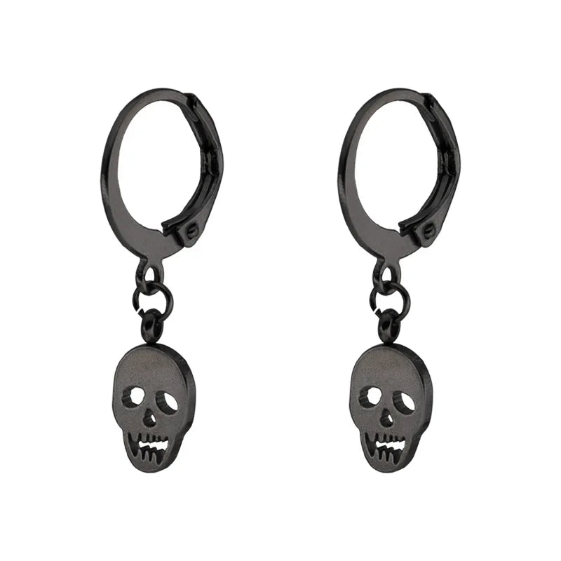 Design Stainless Steel Skull Drop Earrings For Women Men Fashion Gothic Street Hip Hop Ear Jewelry Pendant Cool Stud Earrings