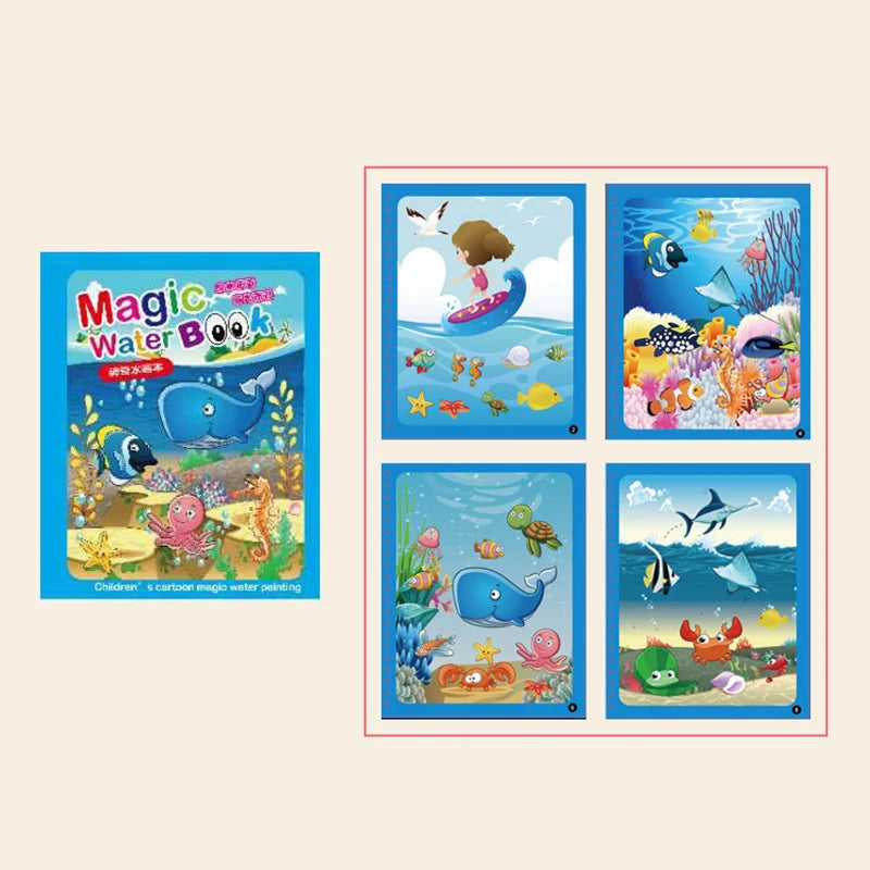 Reusable Water Coloring Book for Kids with Water Pen