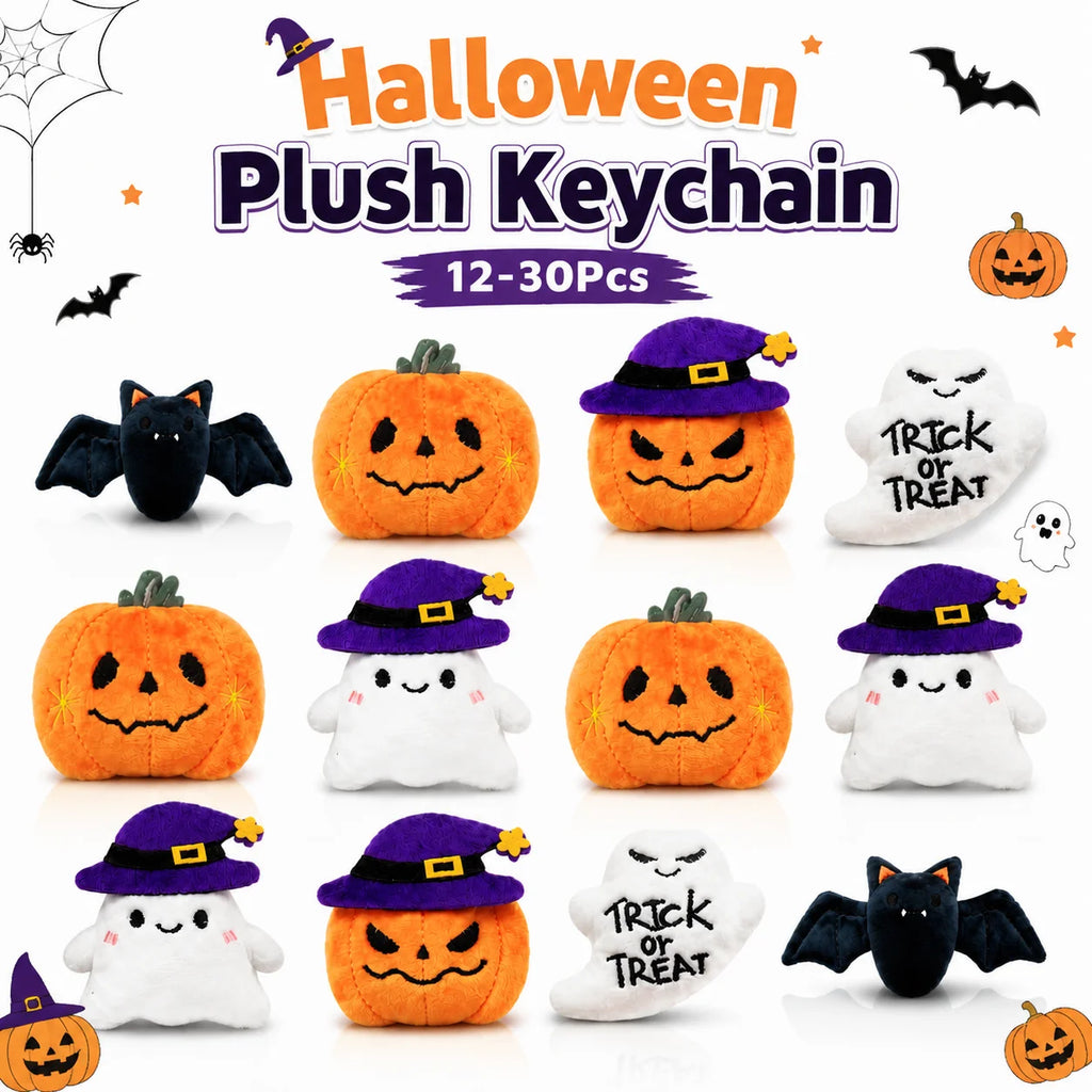 Halloween Mini Plush Keychains – Ghost Stuffed Animal Party Favors