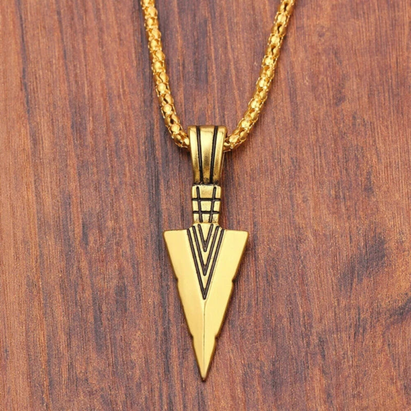 Long Pendant Necklace for Men Arrow Punk Rock Jewelry