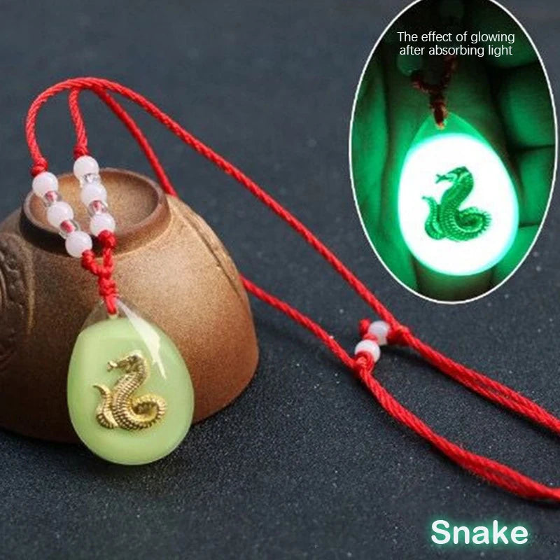 Glowing Gem Necklace Luminous Stone Halloween Pendant