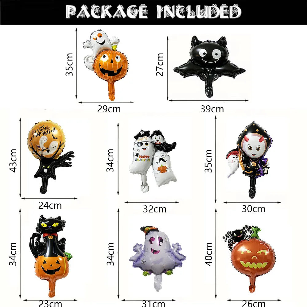 Halloween Balloons Bat Pumpkin Foil Party Decorations 10/30/50pcs