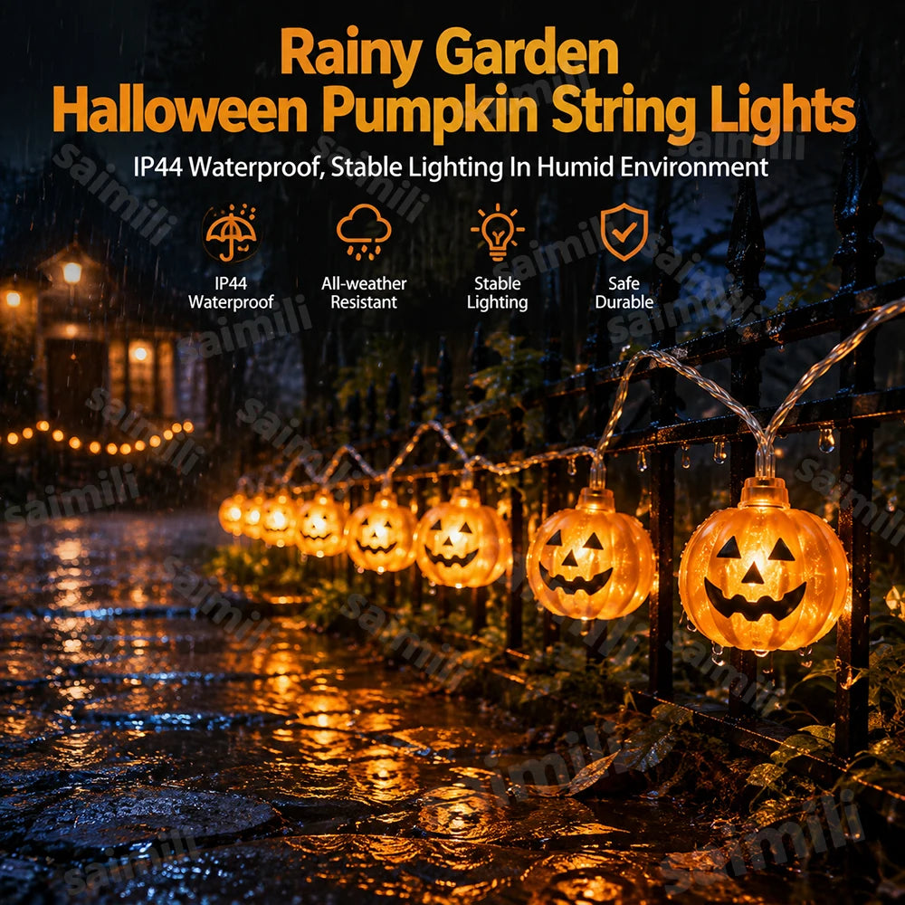 Halloween Pumpkin String Lights Warm White LED Party Decor