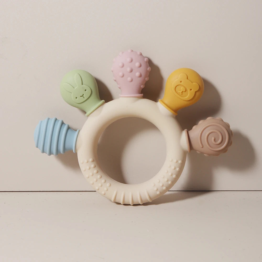 Silicone Baby Teether – Ring Sensory Chew Toy for Infants