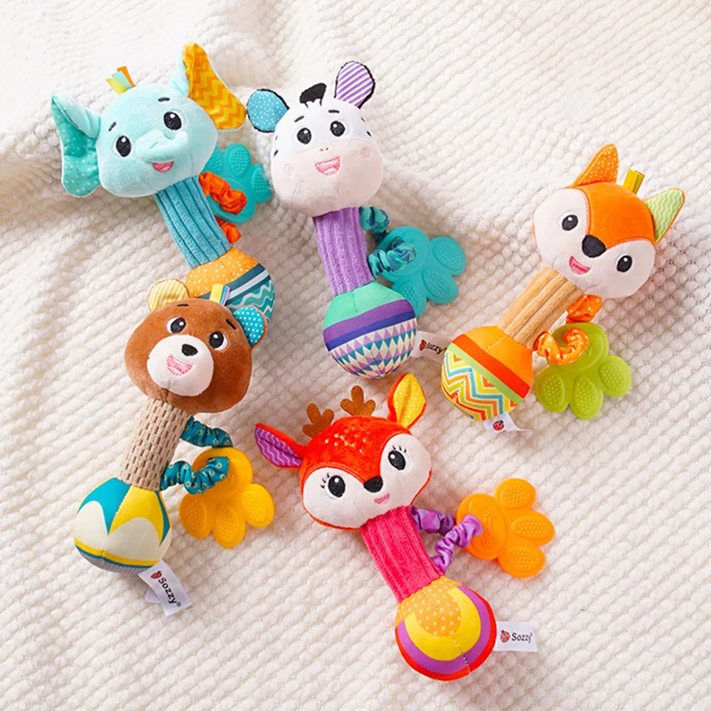 Baby Animal Rattle – Soft Plush Sensory Shaker Toy