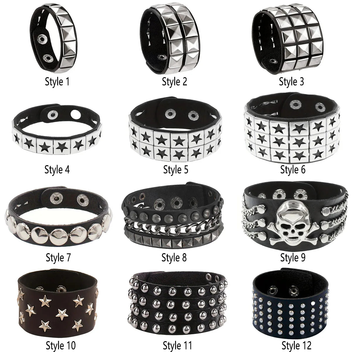 Gothic Punk Bracelet Multi Chain Leather Street Style Jewelry