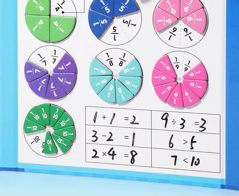 Magnetic Fraction Learning Toy, Wooden Math Teaching Set