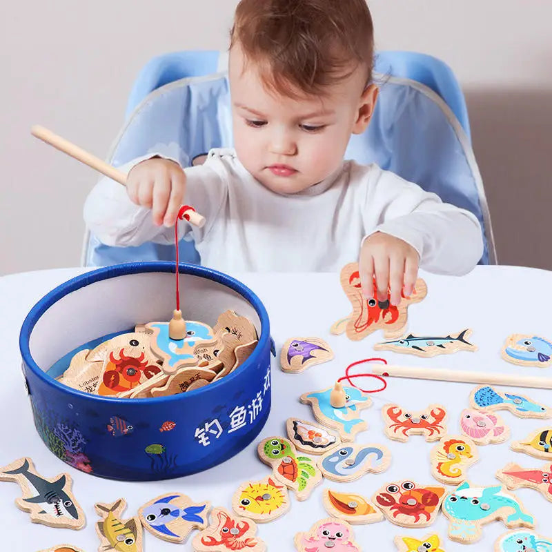 Wooden Magnetic Fishing Toy – Marine Life Learning Game