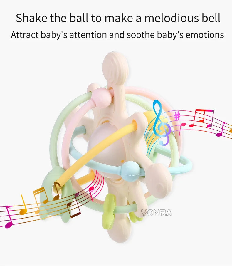 Baby Silicone Teether Ball – Sensory Rattle Toy for Infants
