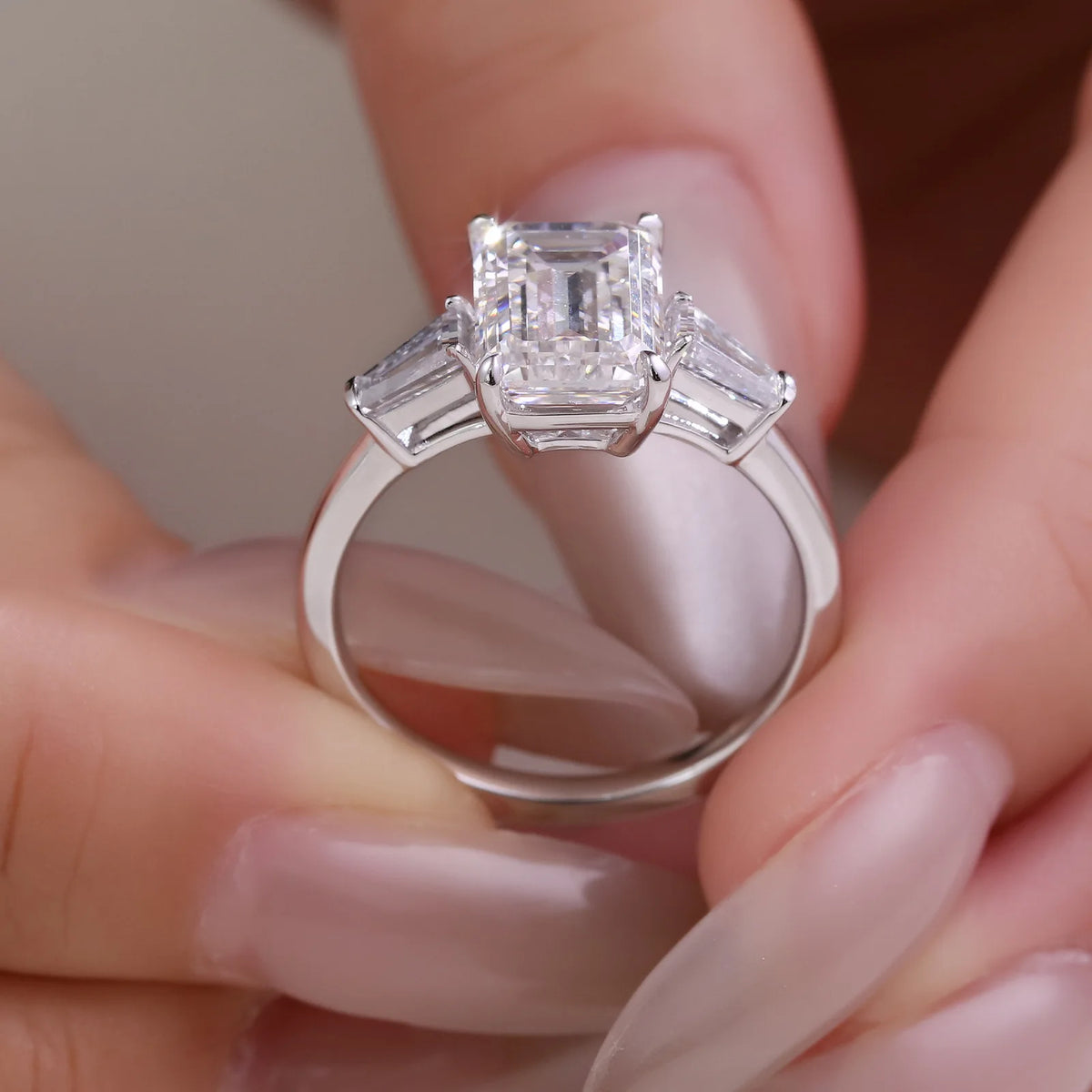 Moissanite Ring for Women Radiant Cut Cocktail 925 Sterling
